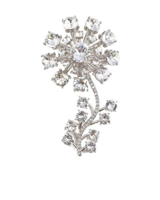 Self-Portrait White Crystal Flower Brooch