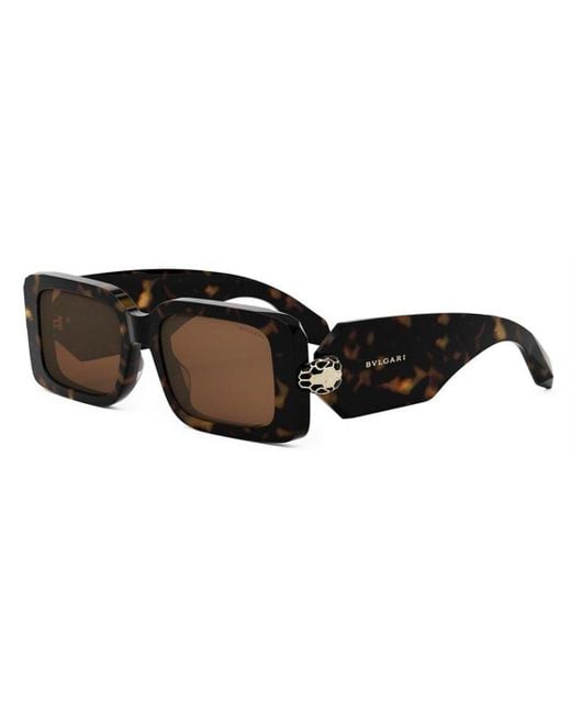 BVLGARI Brown Rectangular Frame Sunglasses