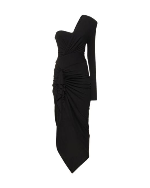 Alexandre Vauthier Black Plain Jersey Mid-Length Dress