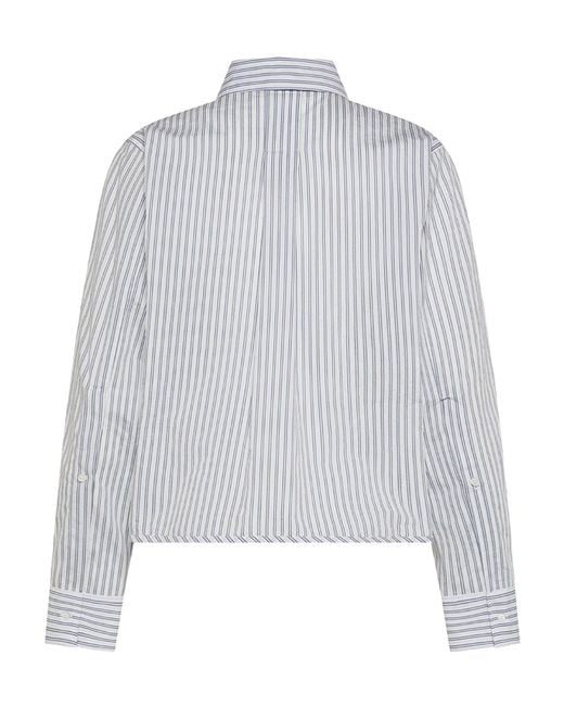 Seventy White Ruffled Striped Shirt