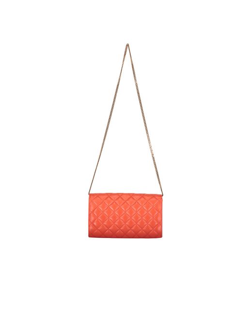 Versace Red Quilted Foldover Top Clutch Bag