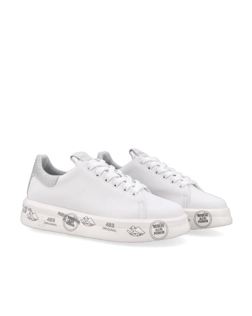 Premiata White Low-Cut Flat Casual Shoes