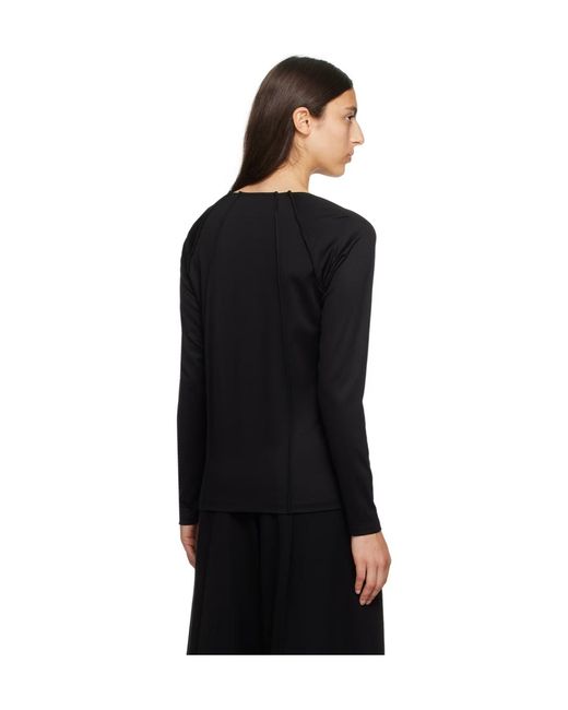 Issey Miyake Black Pleated Long-Sleeved T-Shirt