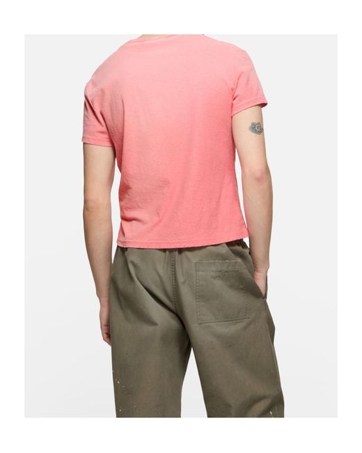 Acne Pink Fitted Logo T-Shirt for men