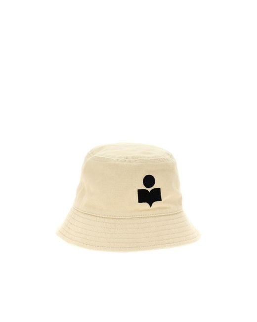 Isabel Marant Natural Logo Embroidered Narrow Brim Bucket Hat for men