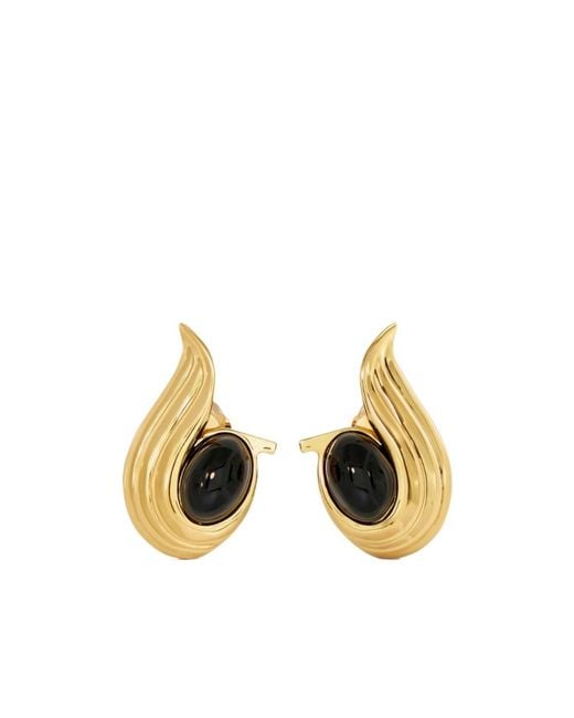 Ferragamo Metallic Earrings With Gems