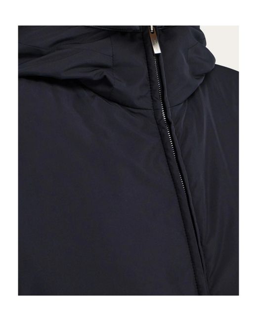 Ferragamo Blue Ferragamo Zip-Up Hooded Padded Jacket