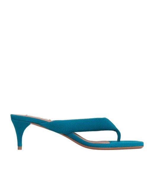 Alaïa Blue Heel Thong Mules