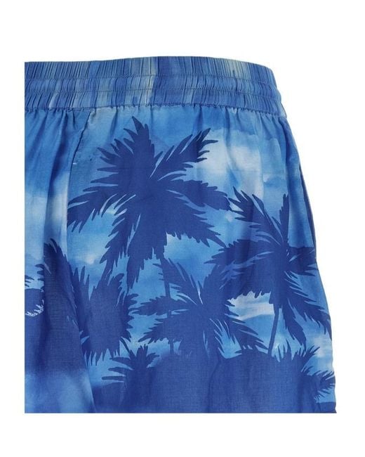 Polo Ralph Lauren Blue Palm Cotton Shirt And Shorts Set