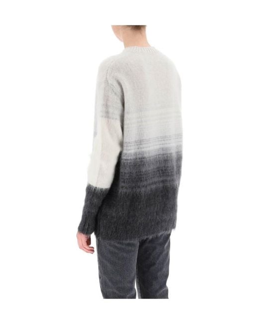Off-White c/o Virgil Abloh Gray Logo-Print Gradient Jumper