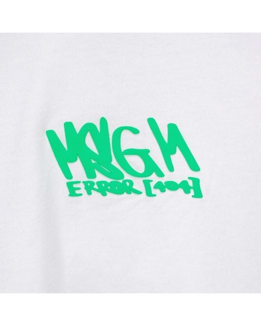 MSGM White Logo Printed Crewneck T-Shirt