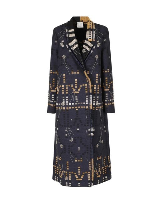 Forte_forte Black Geometric-Pattern Jacket With Fringed Edges