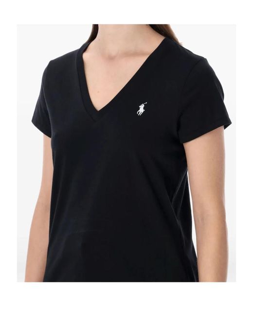 Polo Ralph Lauren Black Logo Embroidered V-Neck T-Shirt