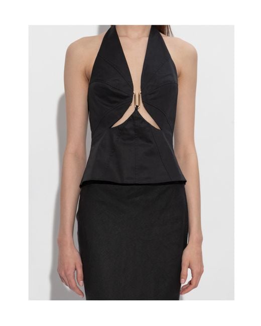 Cult Gaia Black Elorae Halterneck Top