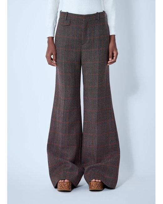 Chloé Brown Chloé Checked High-Waisted Flared Pants