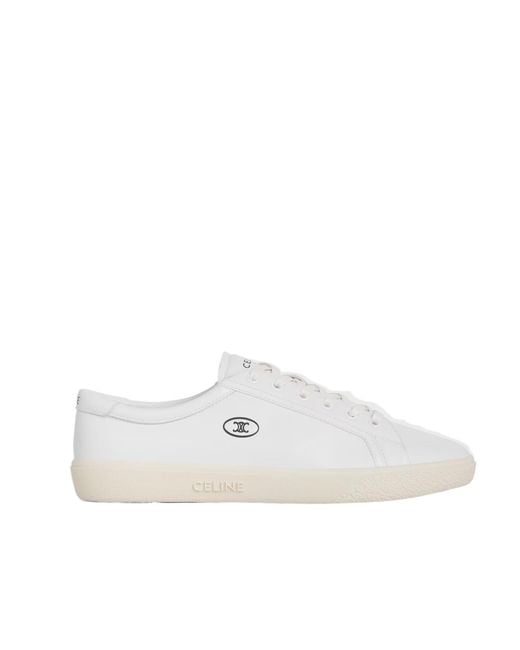 Céline White Lou Low Lace-Up Sneaker With Triomphe for men