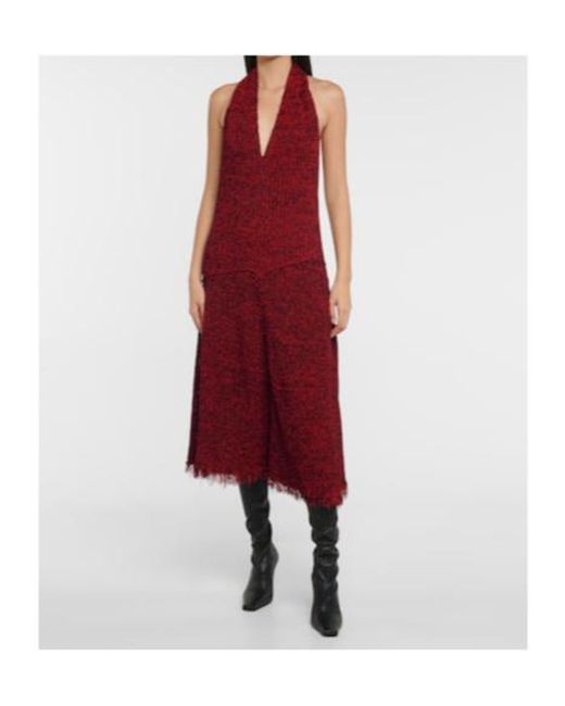 Proenza Schouler Red Crocheted Halterneck Midi Dress