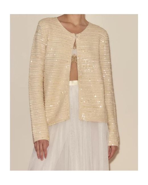 Bode Natural Sequin Spotlight Swing Cardigan