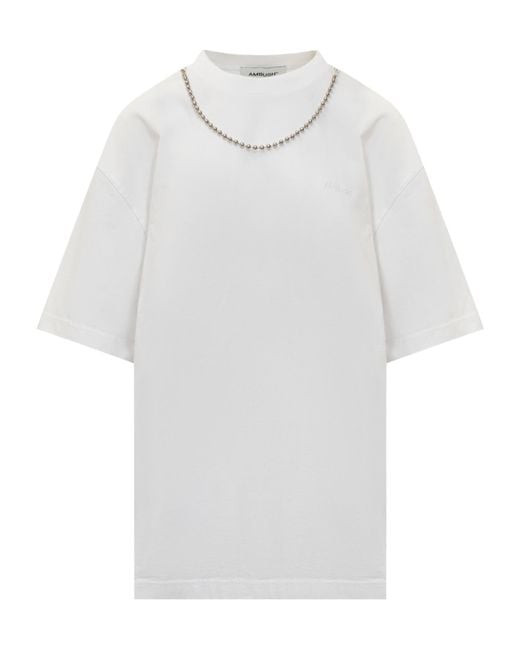 Ambush White Ballchain Embellished Crewneck T-Shirt