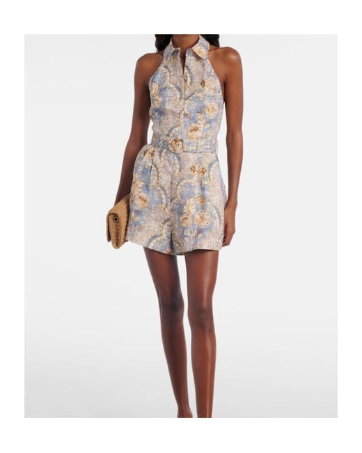 Zimmermann White Daylight Printed Linen Romper