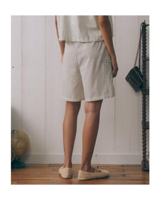 Maison Labiche White Palm-Patch Pinstriped Shorts