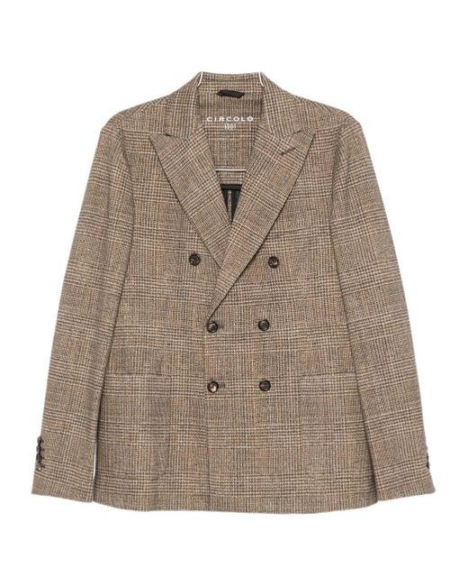 Circolo 1901 Brown Double-Breasted Blazer for men