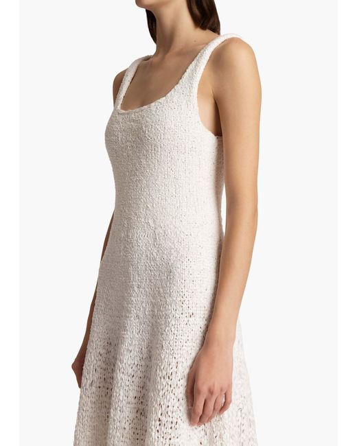 Khaite White Twigs Square-Neck Dress