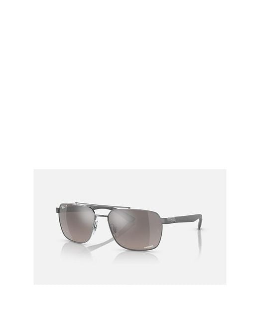 Ray-Ban White Rectangular Frame Sunglasses for men