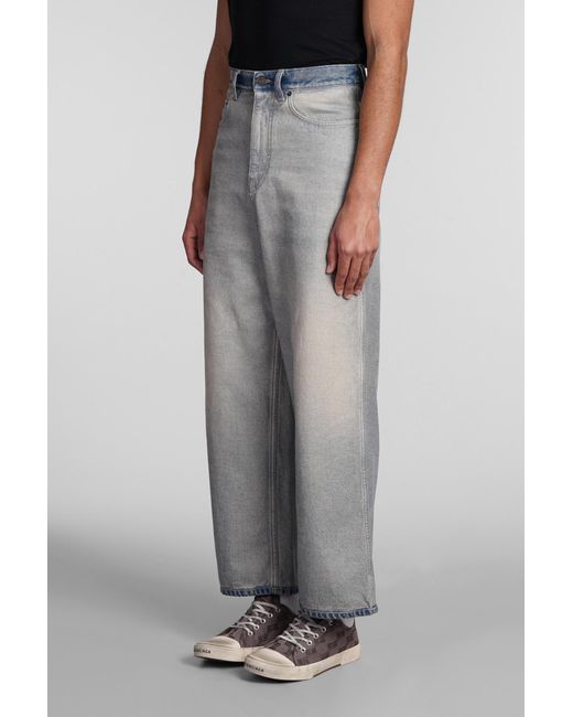 Balenciaga Gray Logo Patch Oversized Jeans