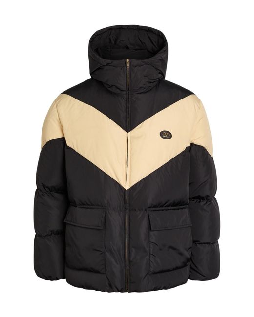 Valentino Black Padded Colour-Blocked Shell Jacket for men