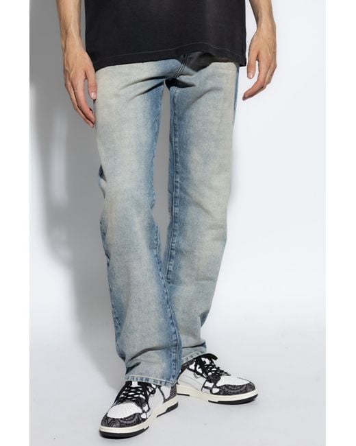 Amiri Blue Ma Quad Cuff Straight Leg Jeans for men