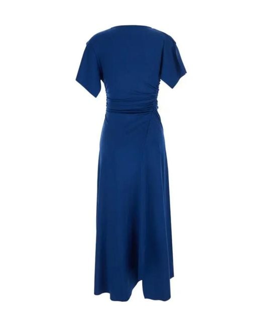 Victoria Beckham Blue Blousey Midi Dress