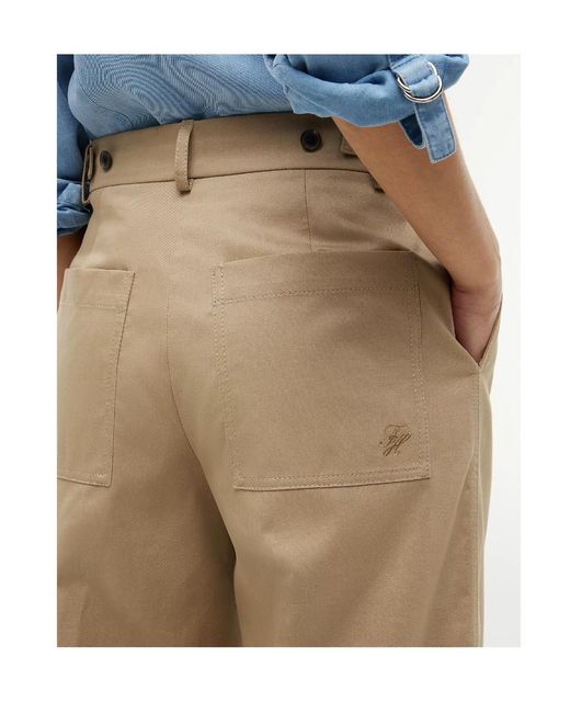 Tommy Hilfiger Natural Logo Embroidery Wide Leg Chinos