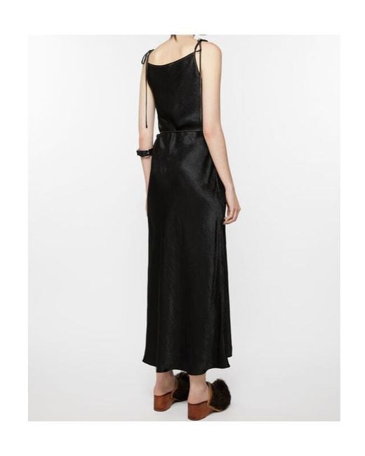 Acne Black Sleeveless Satin Maxi Dress