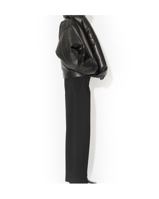 Alaïa Black Padded Leather Bomber Jacket