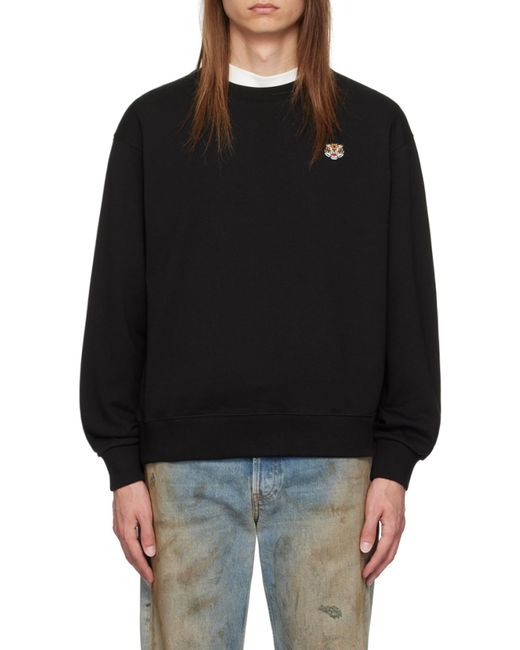 KENZO Black Lucky Tiger Embroidered Crewneck Sweatshirt for men