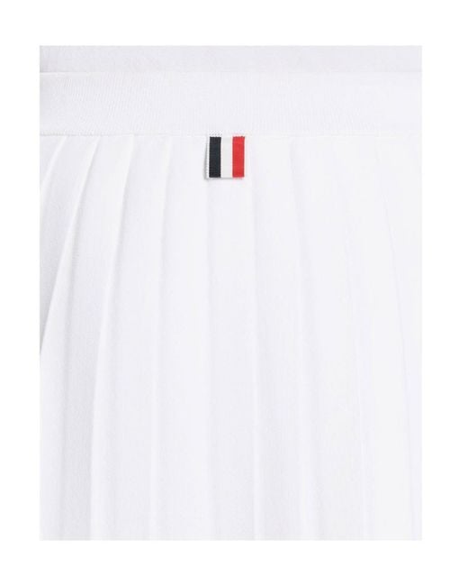 Thom Browne White 4-Bar High Waist Pleated Skirt