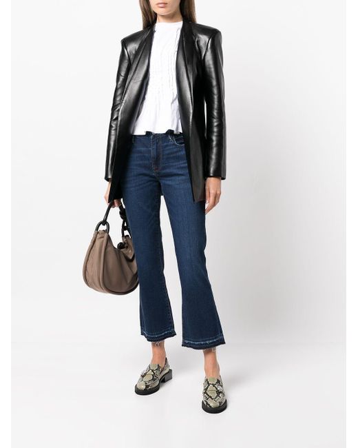 FRAME Blue High-Rise Cropped Flared Jeans
