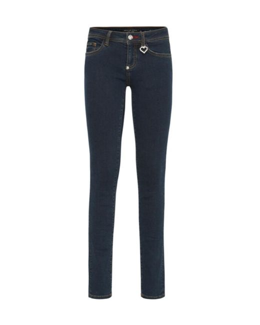 Philipp Plein Blue Logo Details Jeans