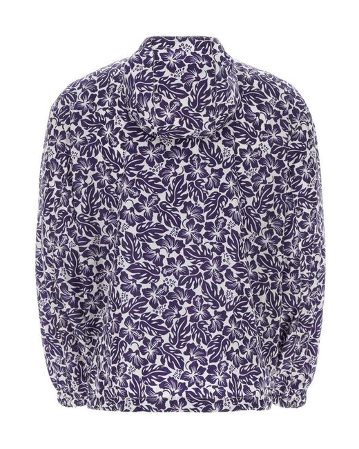 Prada Blue Hibiscus-Print Hooded Windbreaker for men