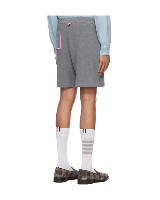 Thom Browne Black Logo Patch Drawstring Shorts for men