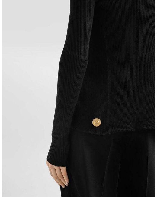 Dolce & Gabbana Black Ribbed Button-Up Cardigan
