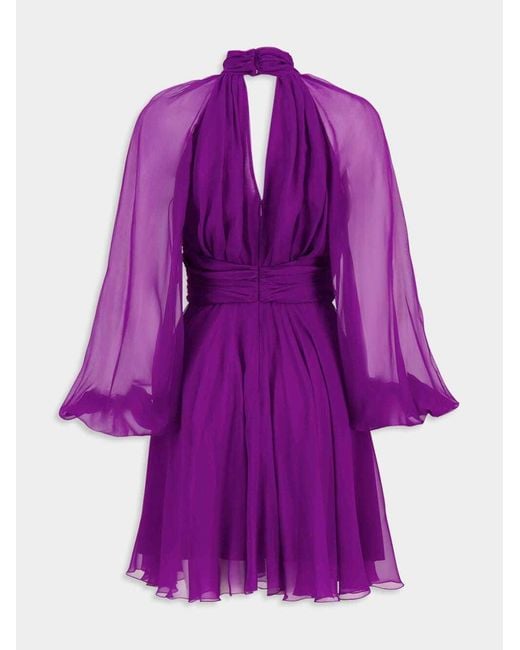 Dolce & Gabbana Purple Draped Chiffon Mini Dress