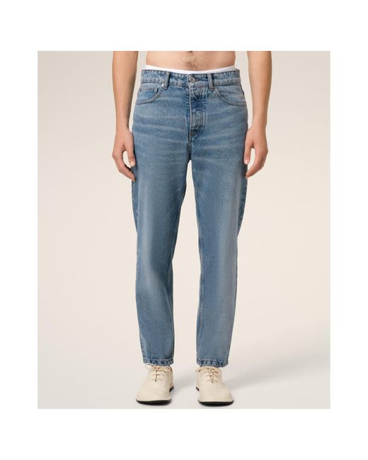 AMI Blue Ami Logo Patch Tapered Fit Jeans for men