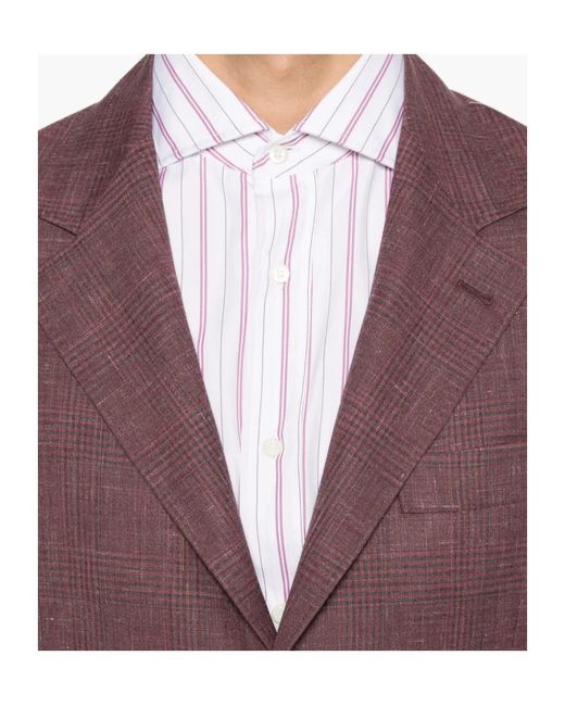 Brunello Cucinelli Purple Prince Of Wales Blazer for men