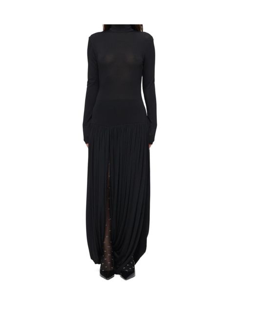 Magda Butrym Black Draped Turtleneck Dress