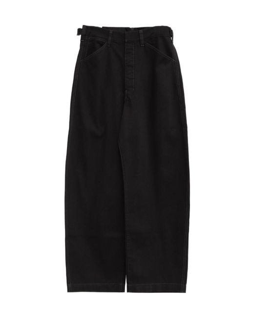 Lemaire Black Contrast-Stitch Straight-Leg Trousers for men