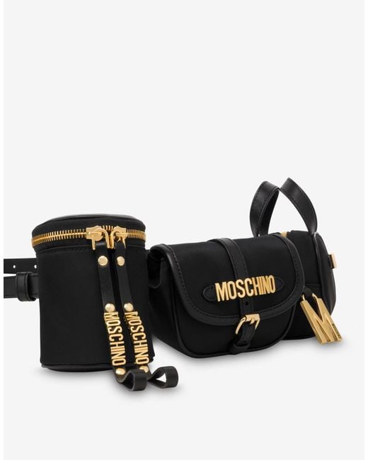 Moschino Black Logo-Lettering Belt Bags
