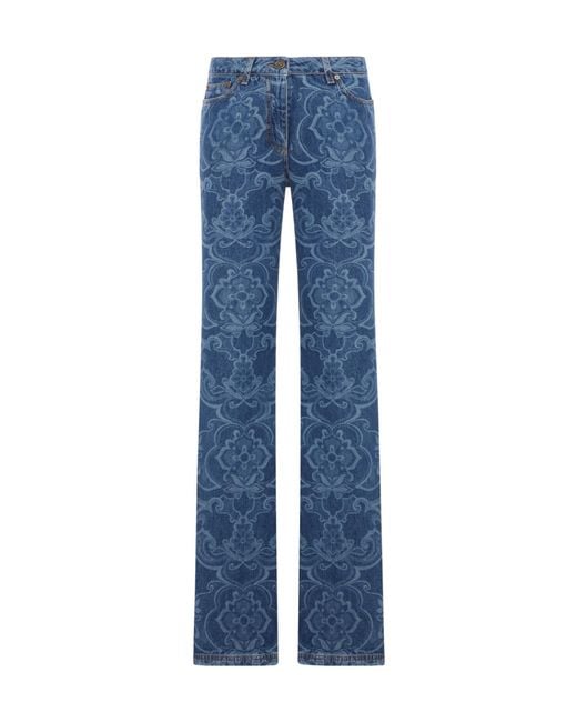 Etro Blue Paisley Flared Jeans