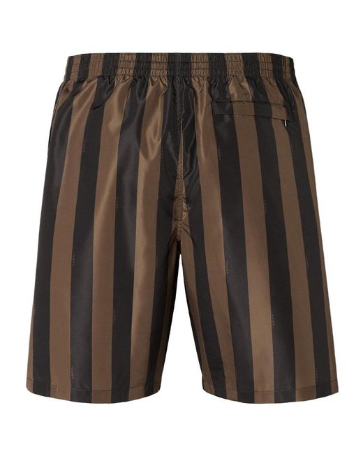 Fendi Black Striped Drawstring Swim Shorts for men